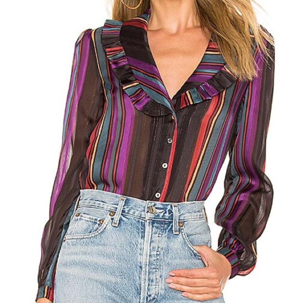 VERONICA TOP IN RAINBOW STRIPE - HOUSE OF HARLOW 1960